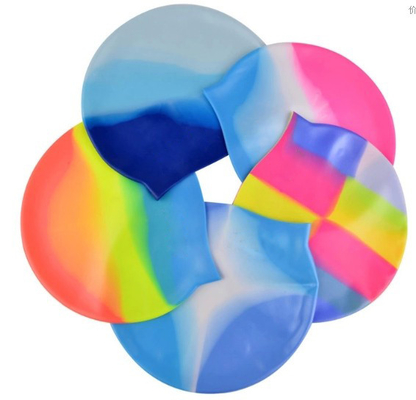 Anti Tear Waterproof Swim Cap Premium Silicone Made Multi Colored