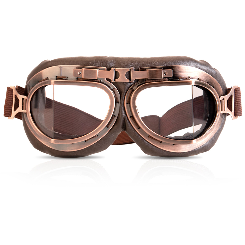 Vintage Pilot Style Motocross Racing Goggles Bike Racer Cruiser Touring Half Helmet